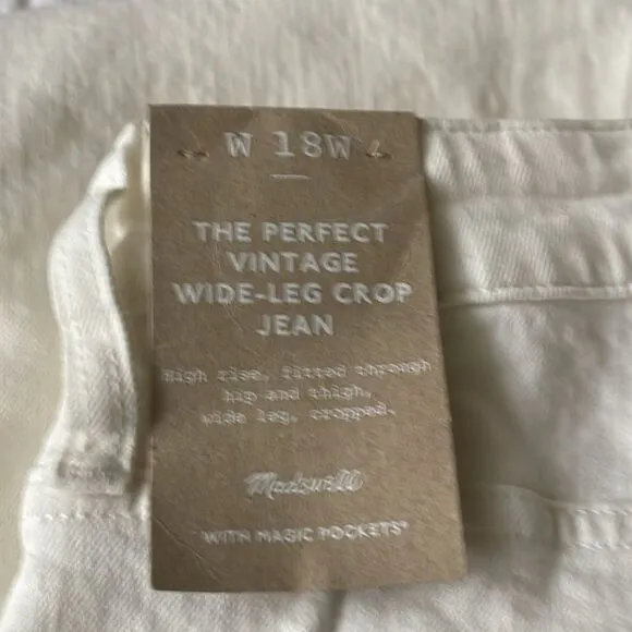 Madewell NWT Plus Perfect Vintage Wide Leg Crop Jeans Size 18W High Rise | White