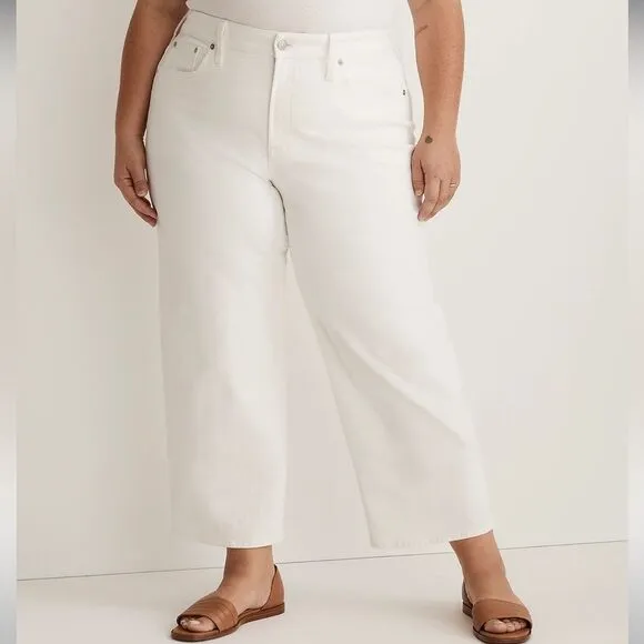 Madewell NWT Plus Perfect Vintage Wide Leg Crop Jeans Size 18W High Rise | White
