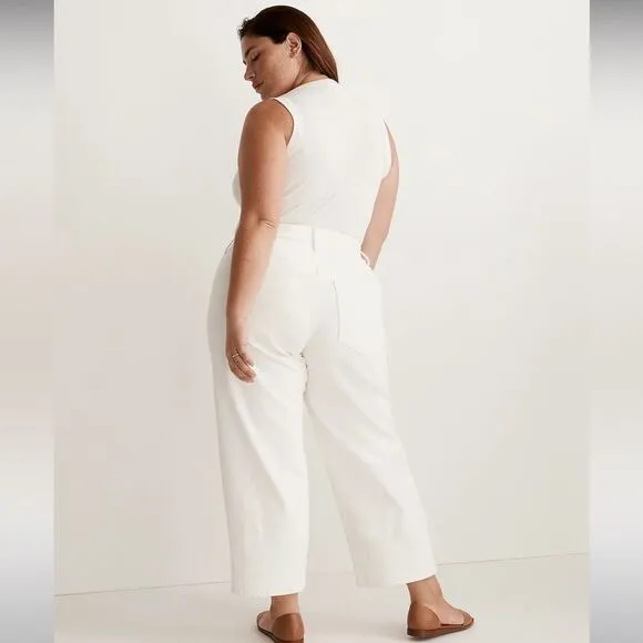 Madewell NWT Plus Perfect Vintage Wide Leg Crop Jeans Size 18W High Rise | White