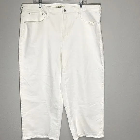 Madewell NWT Plus Perfect Vintage Wide Leg Crop Jeans Size 18W High Rise | White
