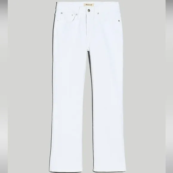 Madewell NWT Tall Kick Out Crop Jeans 33T Mid Rise Ankle Length in Pure White