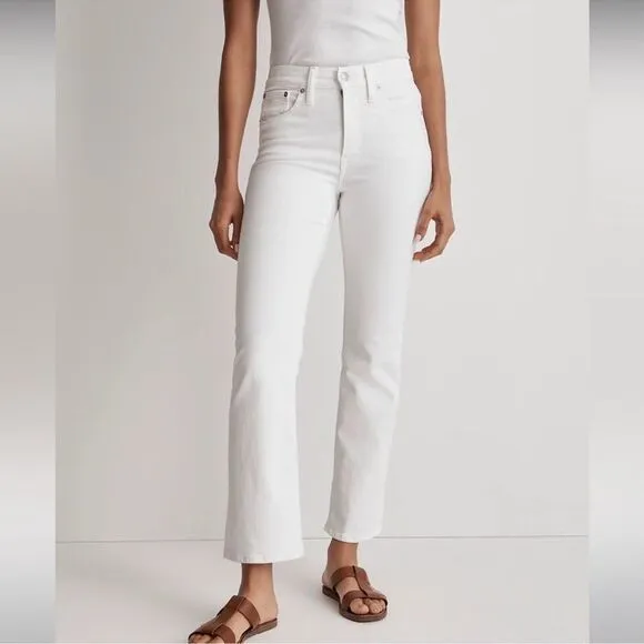 Madewell NWT Tall Mid Rise Kick Out Jeans Size 25T in Pure White