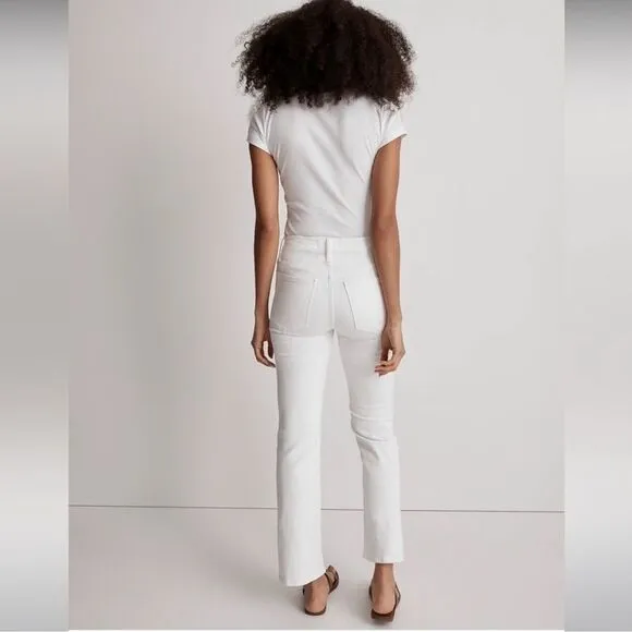 Madewell NWT Tall Mid Rise Kick Out Jeans Size 25T in Pure White