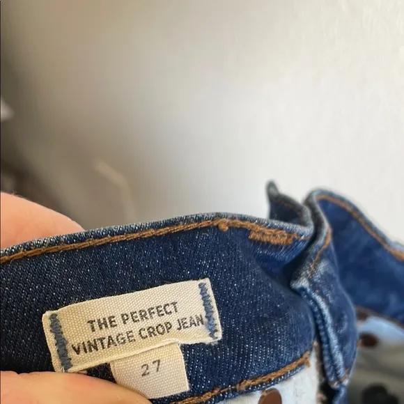 Madewell The Perfect Vintage Crop Blue Jeans Stretch Denim High Waisted AE160 27