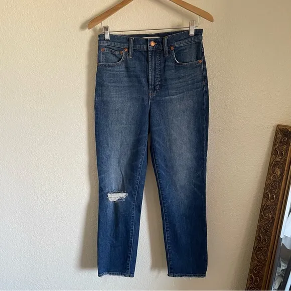 Madewell The Perfect Vintage Crop Blue Jeans Stretch Denim High Waisted AE160 27