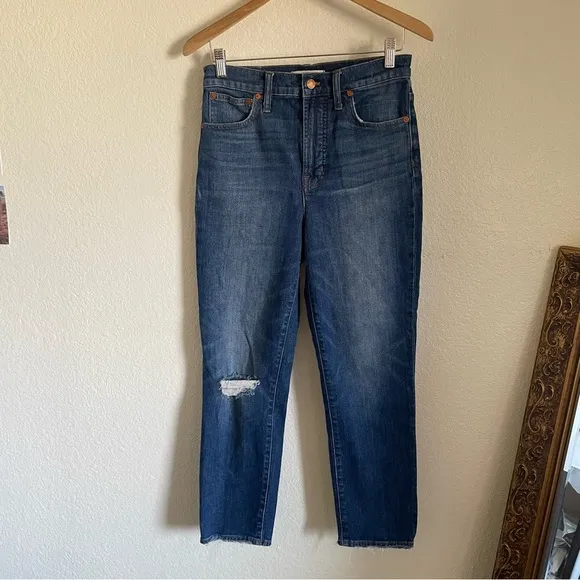 Madewell The Perfect Vintage Crop Blue Jeans Stretch Denim High Waisted AE160 27