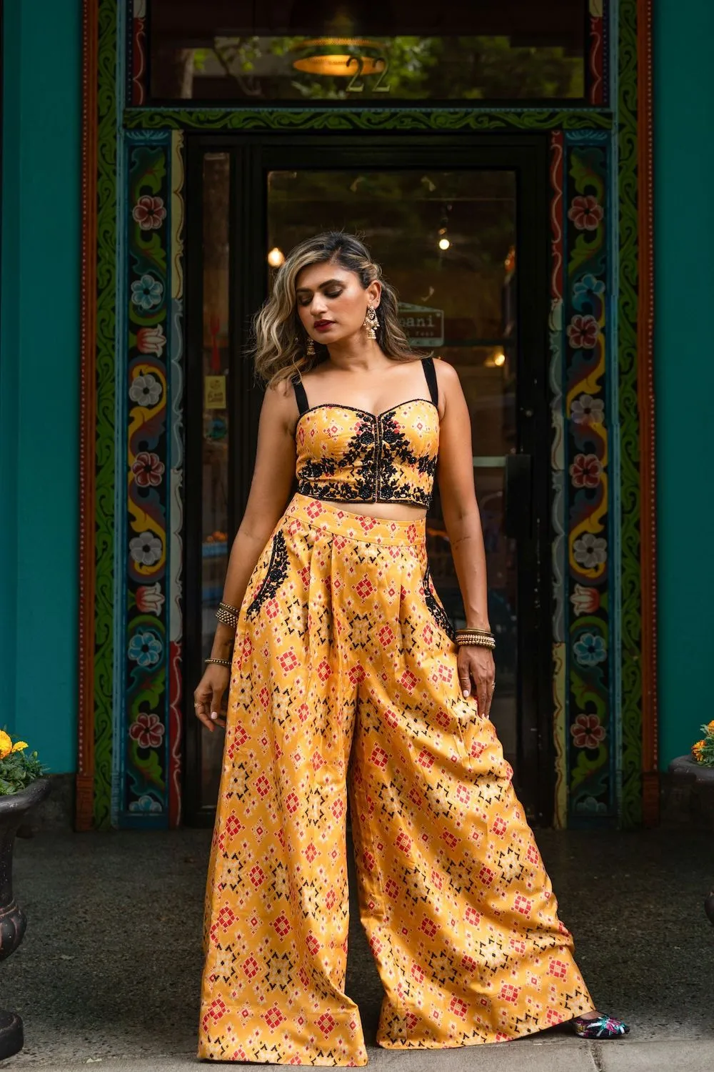 Marigold Flora Printed Palazzo Set