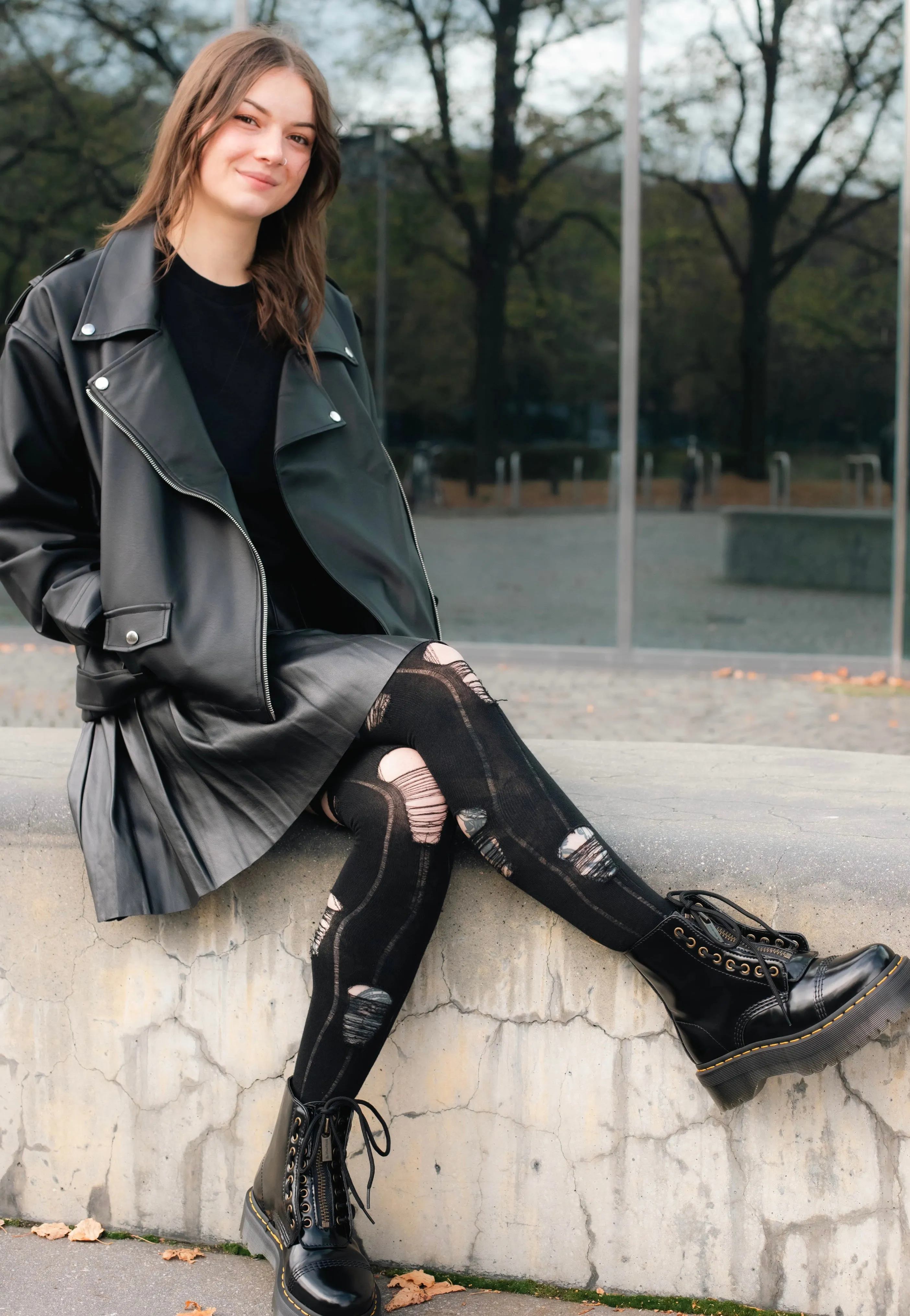Mary Wyatt - Lacie Faux Leather Pleated Black - Skirt