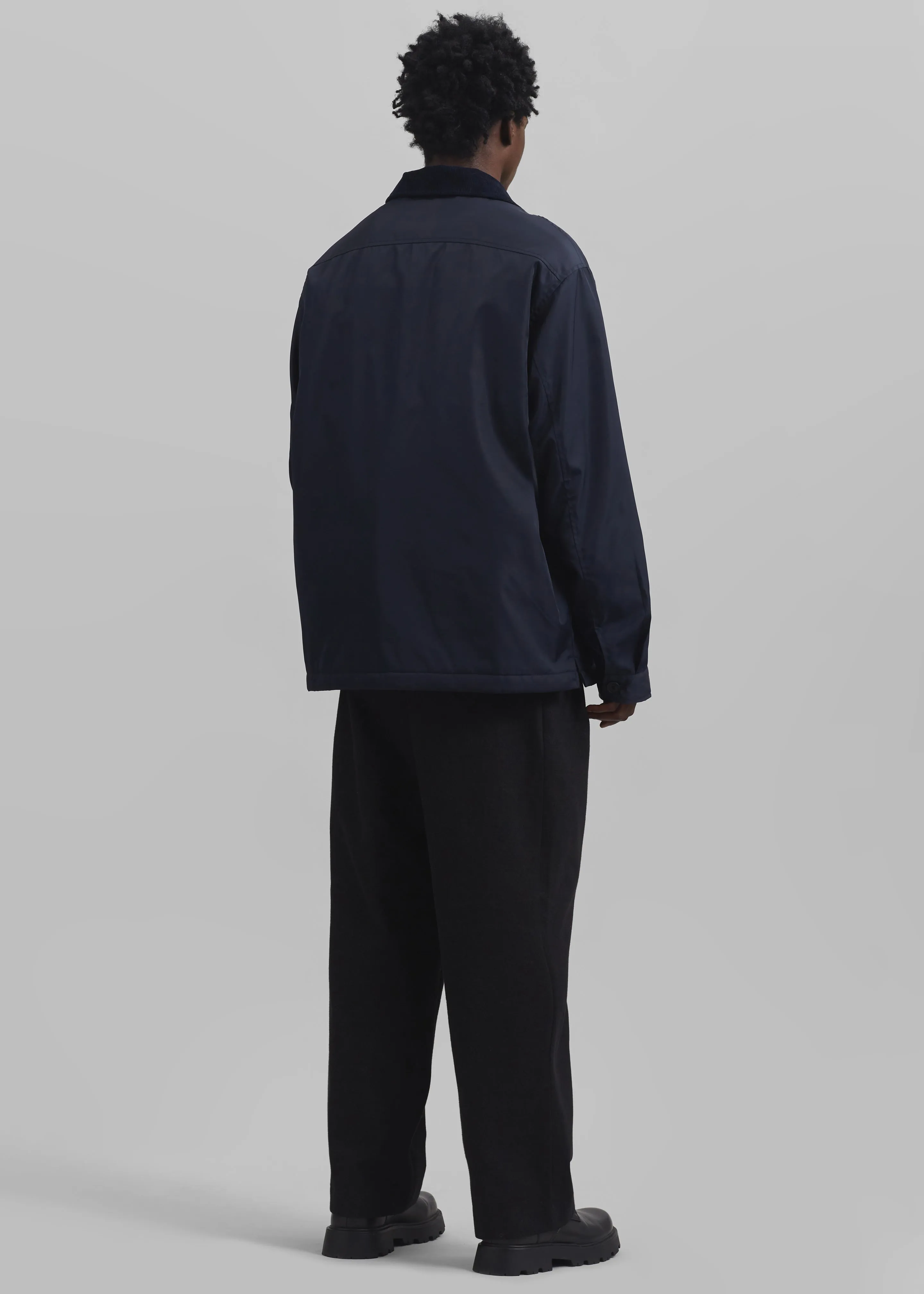Mason Corduroy Collar Boxy Jacket - Navy