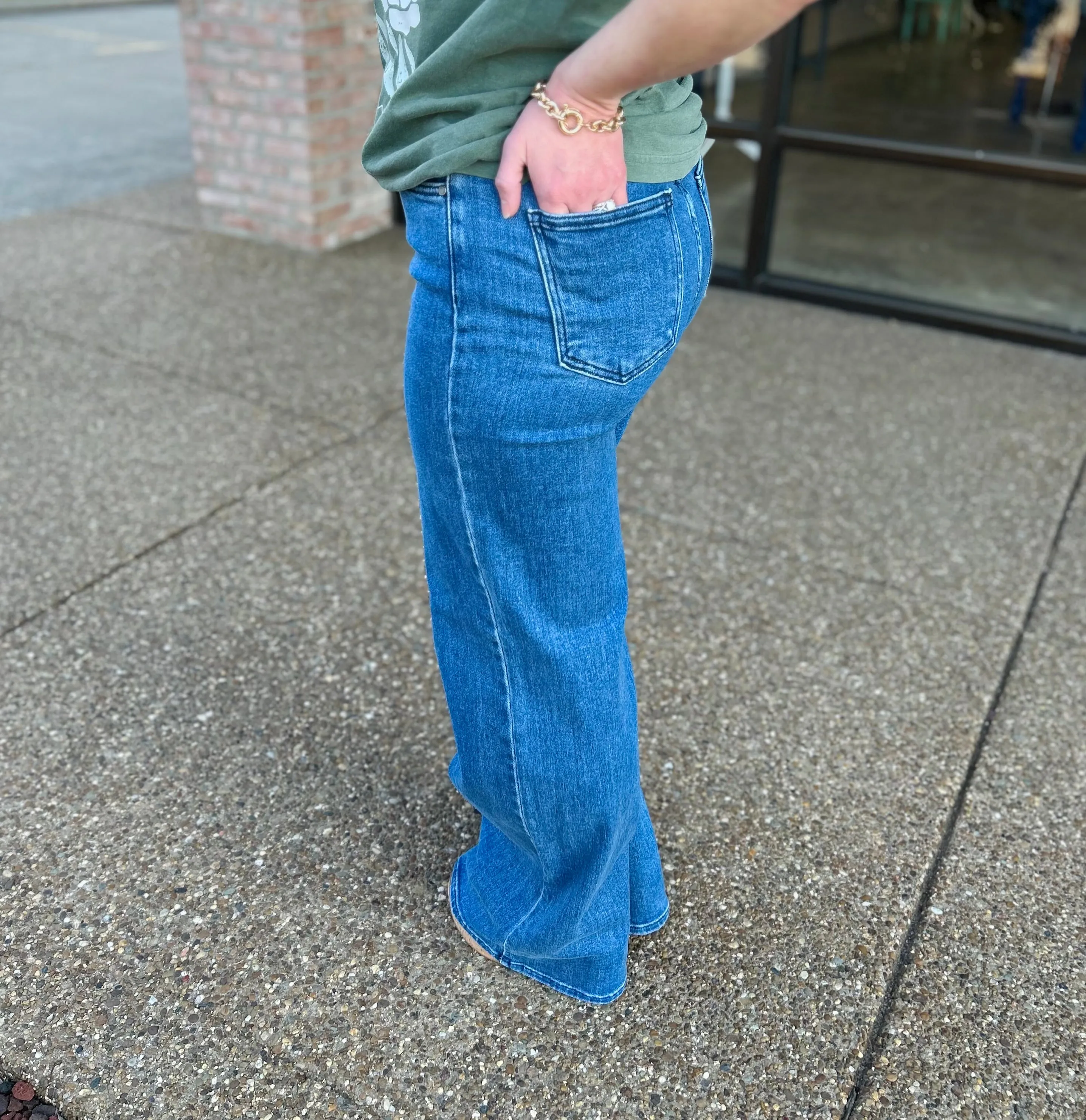 Medium Wash Wide Leg Palazzo Jean