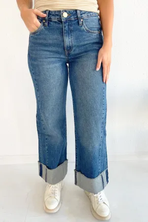 Meg High Rise Fab Ab Wide Leg- Roll Up