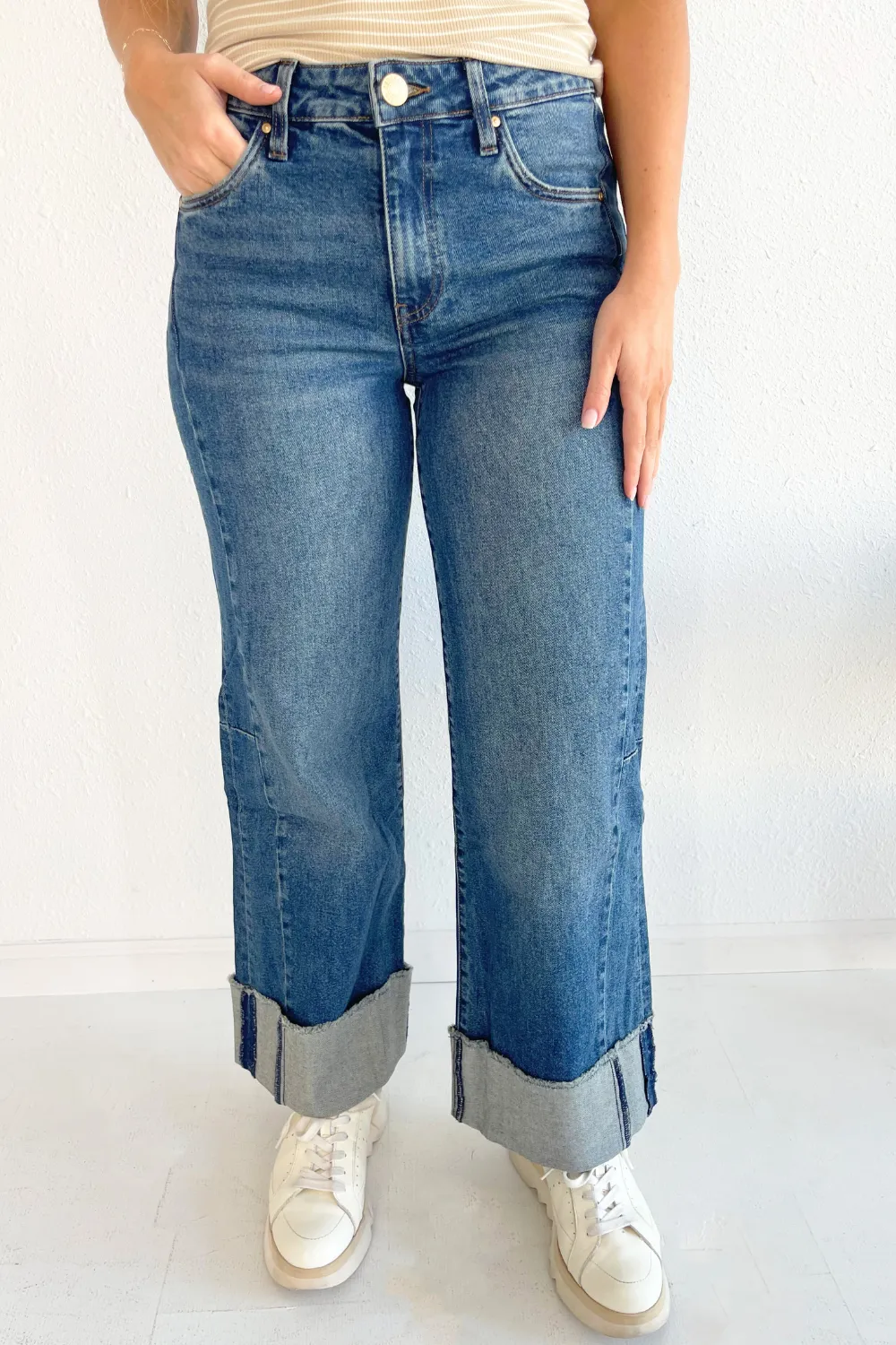Meg High Rise Fab Ab Wide Leg- Roll Up