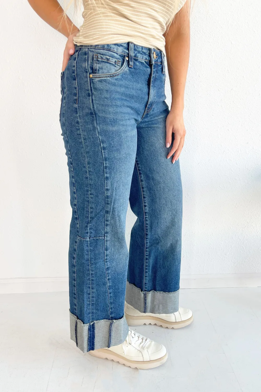 Meg High Rise Fab Ab Wide Leg- Roll Up