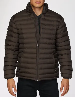 Men's Nylon Quilted Puffer Jacket-NJ640-Brown