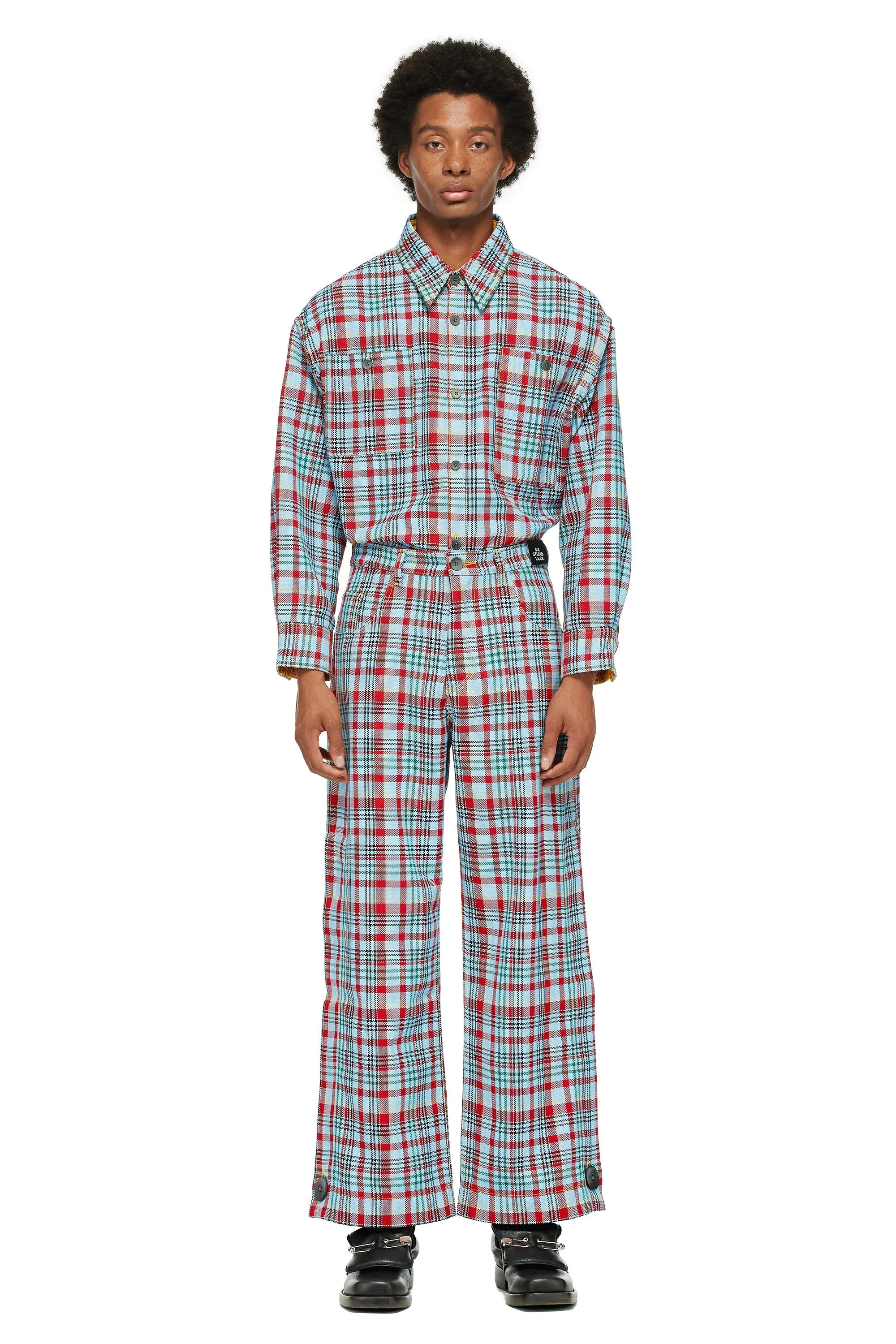 MEN'S RELAXED RAVER PANTS WITH SIDE-SEAM BUTTONS & VAMPIRE SUNRISE TRIM