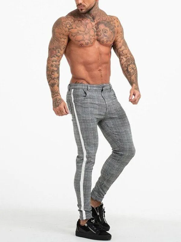 Men's Stretch Checked Casual Pants