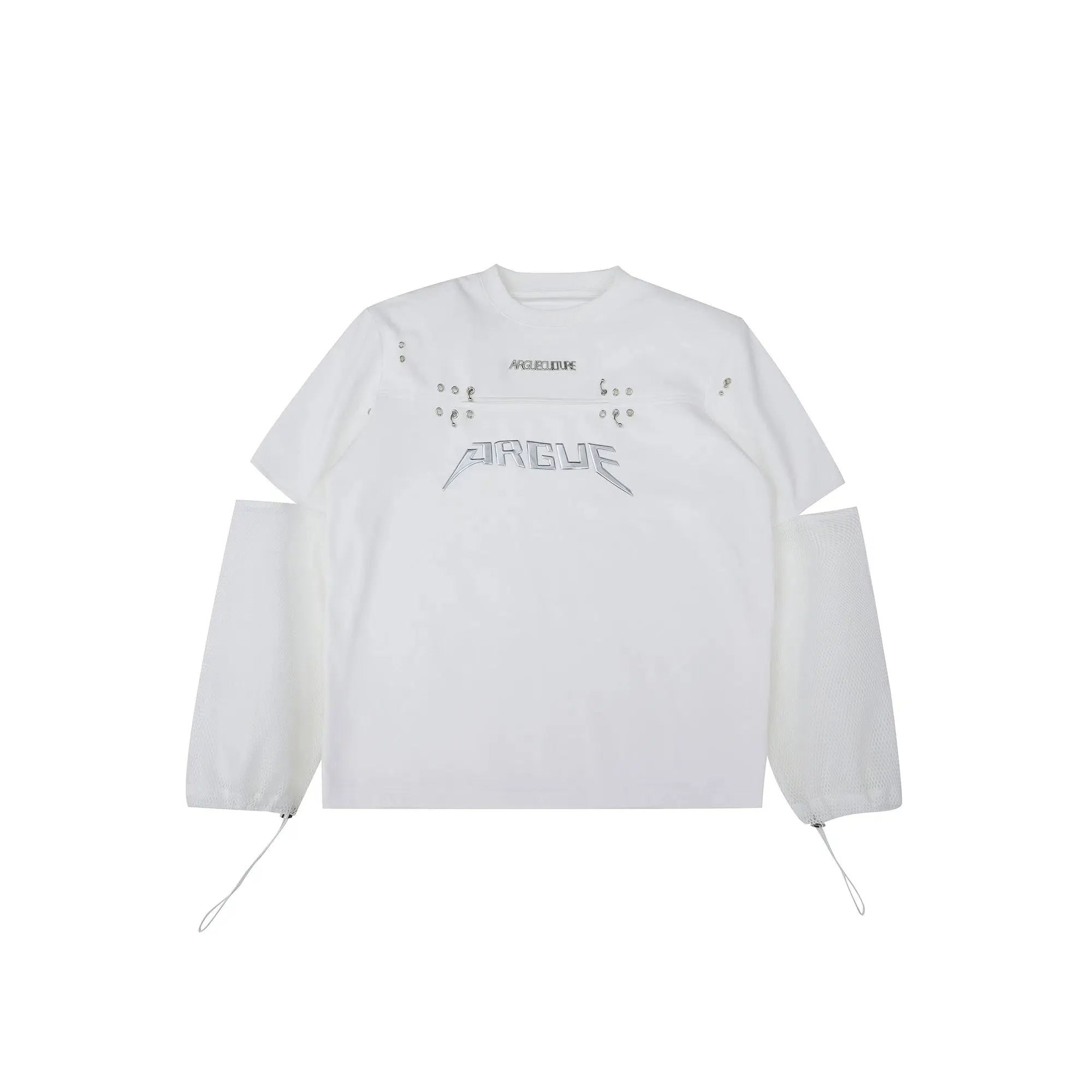 Metal Logo Mesh Spliced Shirt