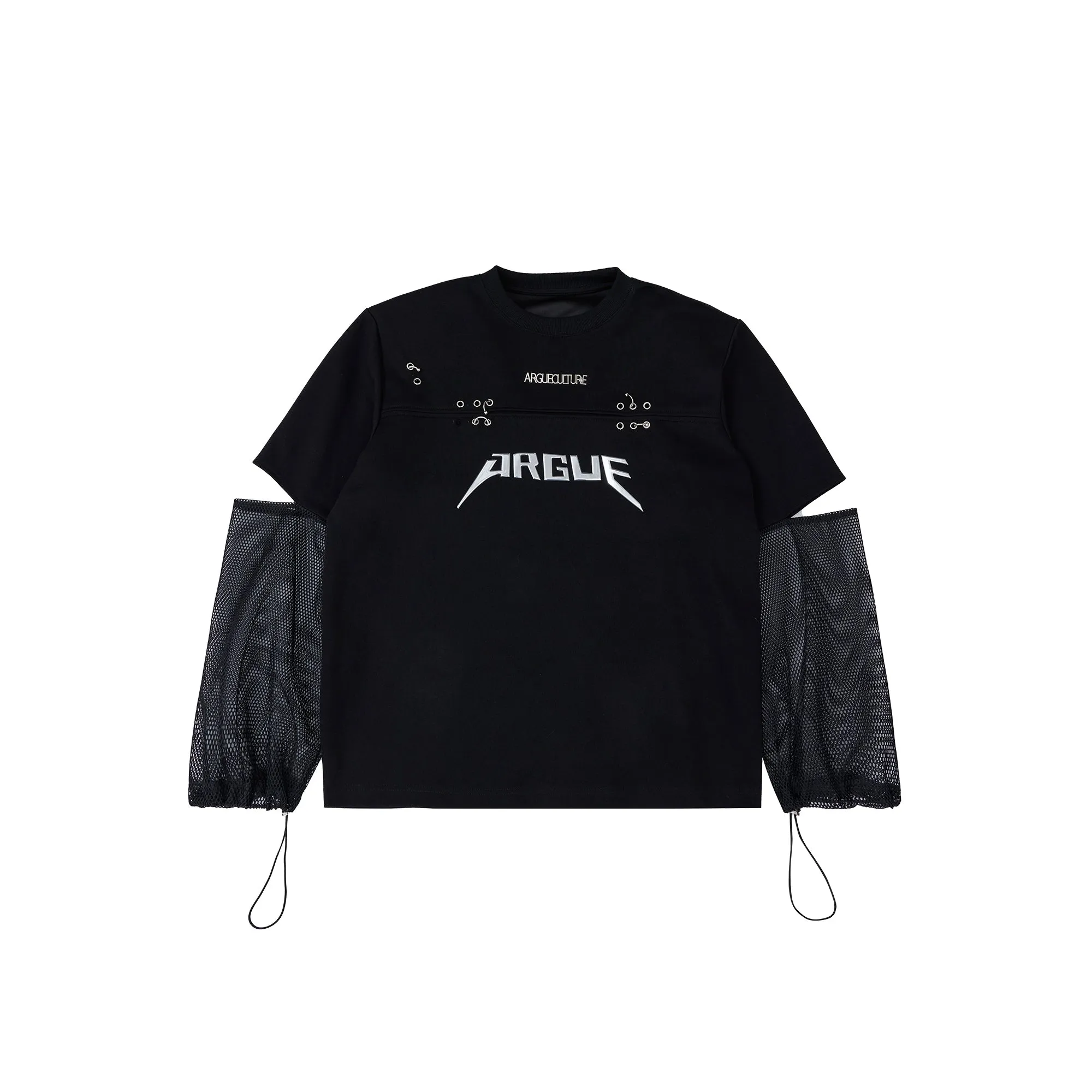 Metal Logo Mesh Spliced Shirt