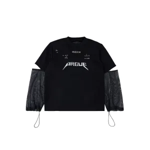Metal Logo Mesh Spliced Shirt