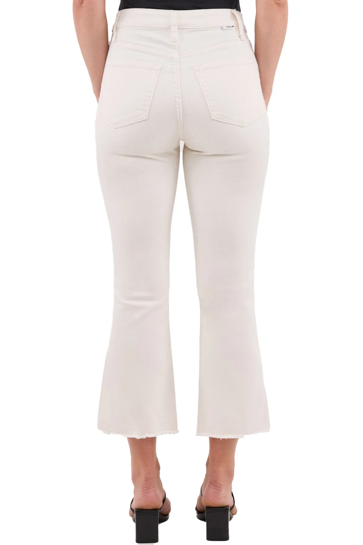 Mia High Rise Bootcut Cropped Frayed Jeans