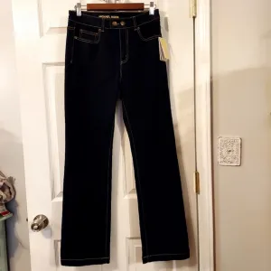 Michael Michael Kors Dark Wash Cropped Wide Leg Jeans in New Midnight sz…