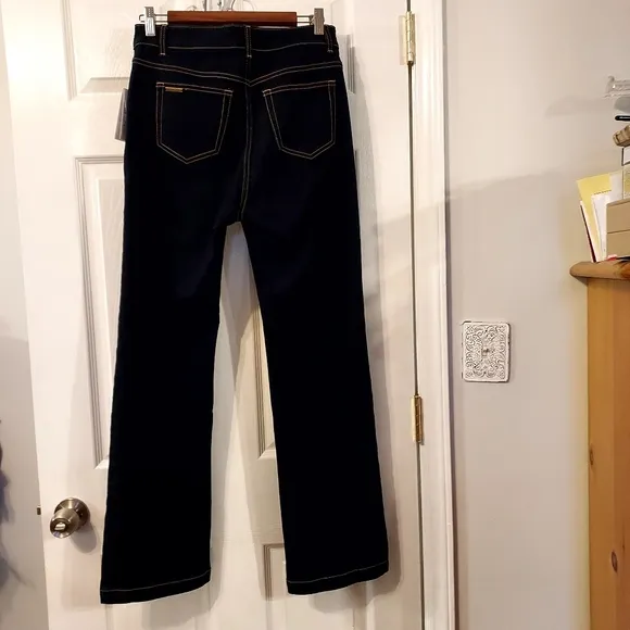 Michael Michael Kors Dark Wash Cropped Wide Leg Jeans in New Midnight sz…