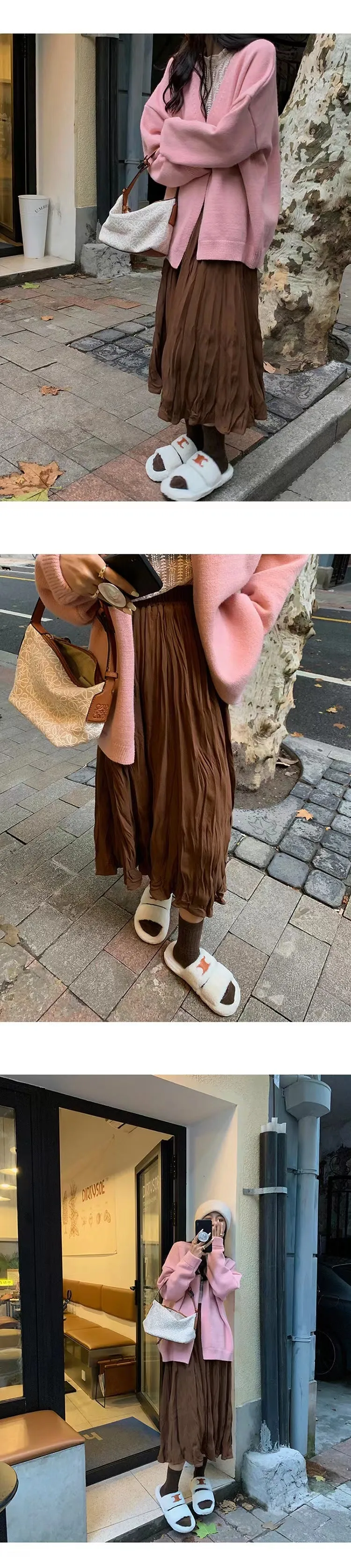Mid-length pleated skirt
