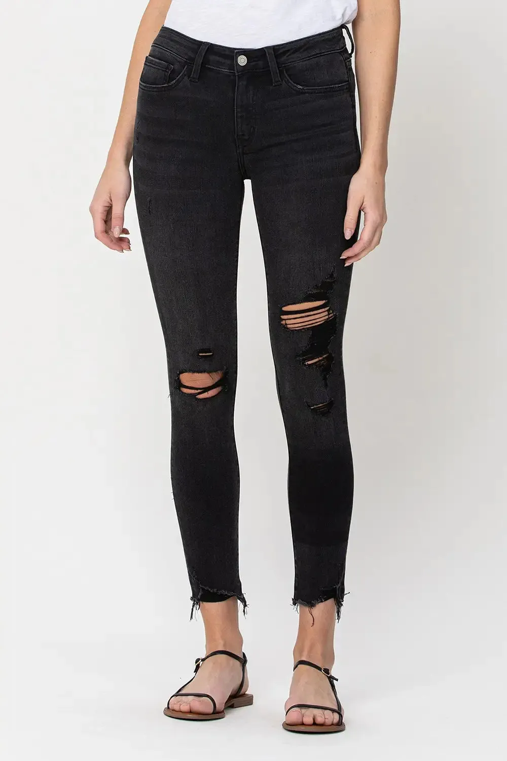 Mid Rise Skinny Cropped Jeans by Flying Monkey