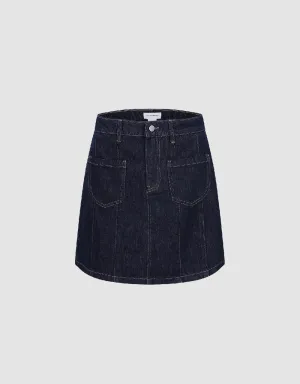 Mini A-Line Denim Skirt
