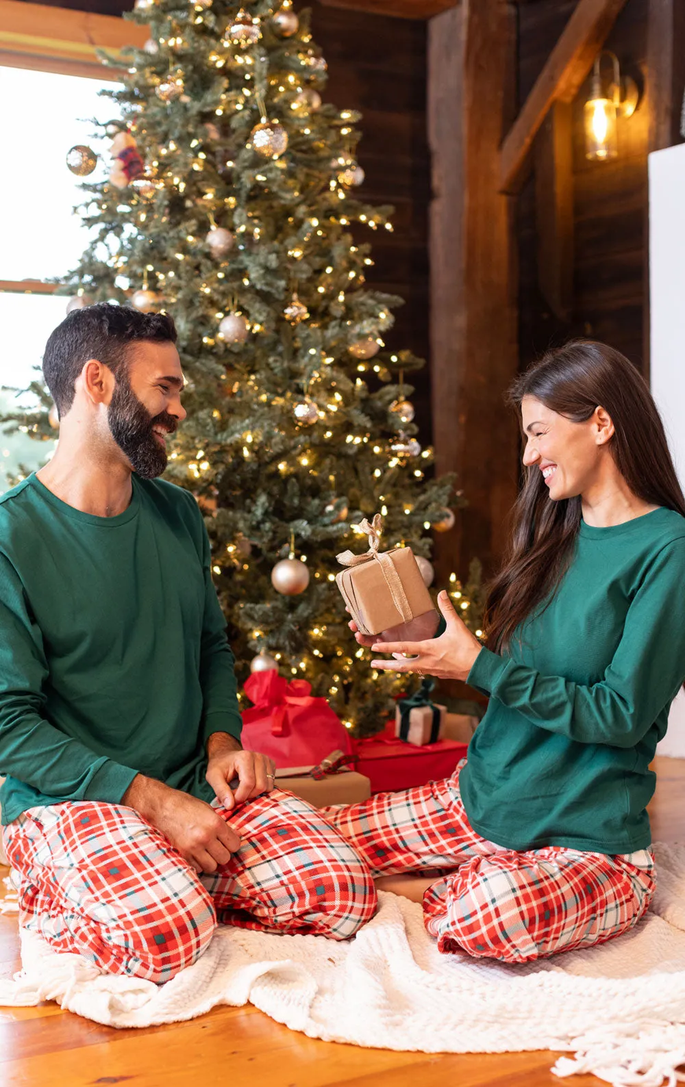 Modern Plaid Pullover Pajamas - Couples