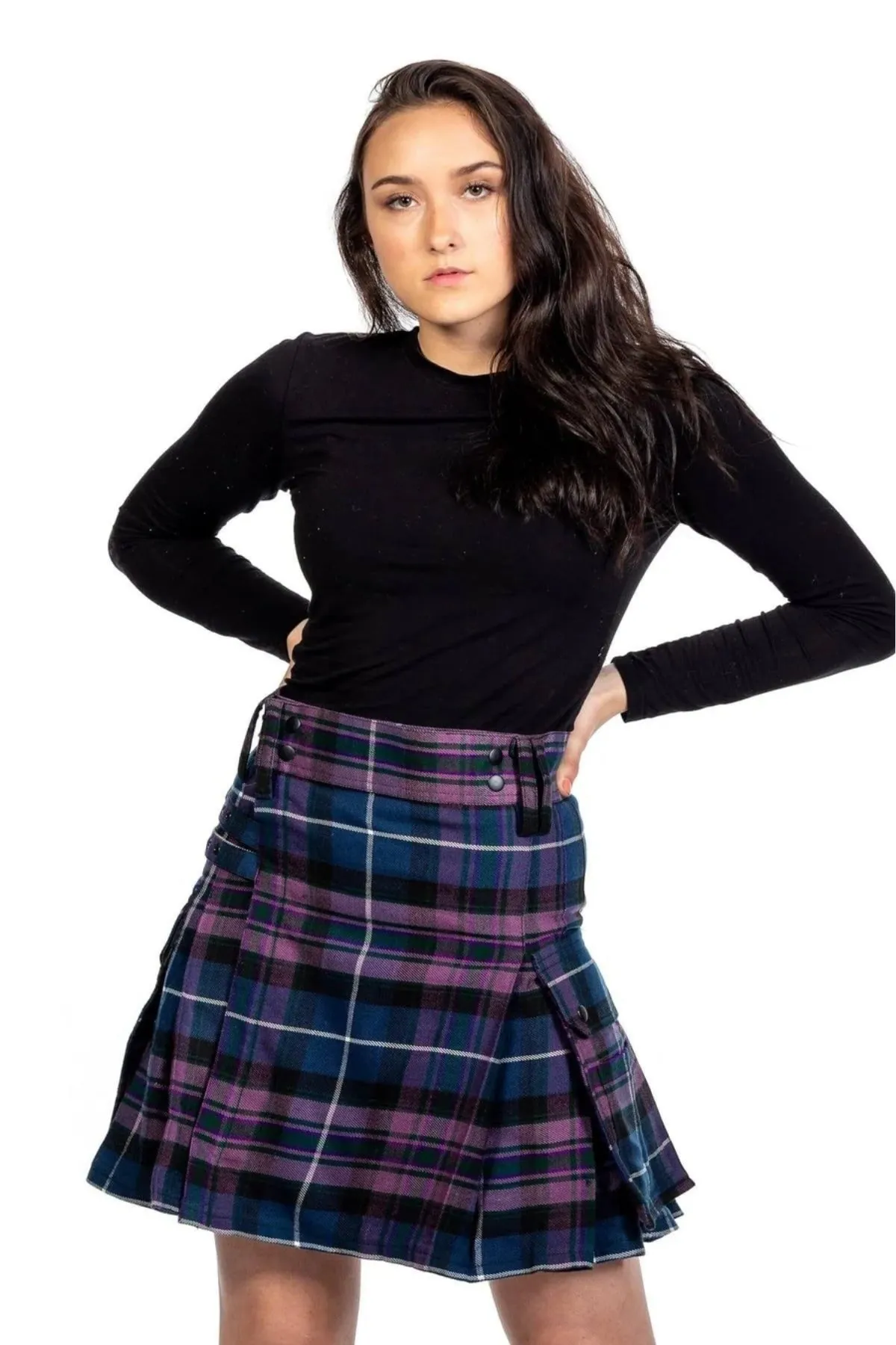 Modern Utility Plaid Pleated mini Skirt