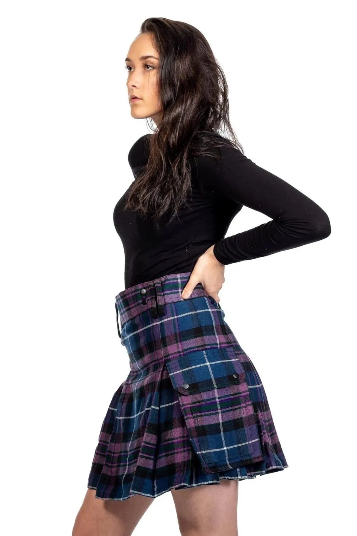 Modern Utility Plaid Pleated mini Skirt