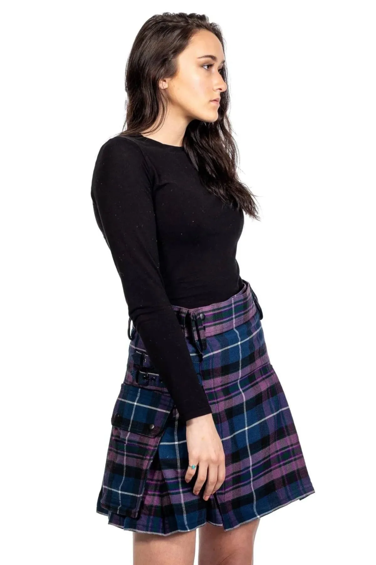 Modern Utility Plaid Pleated mini Skirt