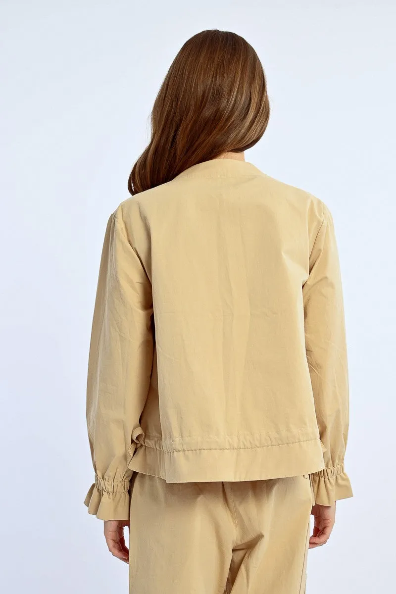 Molly Bracken Cotton Bomber Style Jacket In Beige