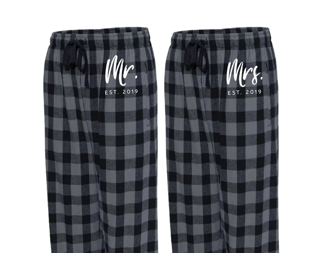 Mr. & Mrs. Couple Matching Pajama Pants | Hubby Wife Anniversary Gift | Wedding Custom Gift | Hers His Pajama | Valentines day gift for Him