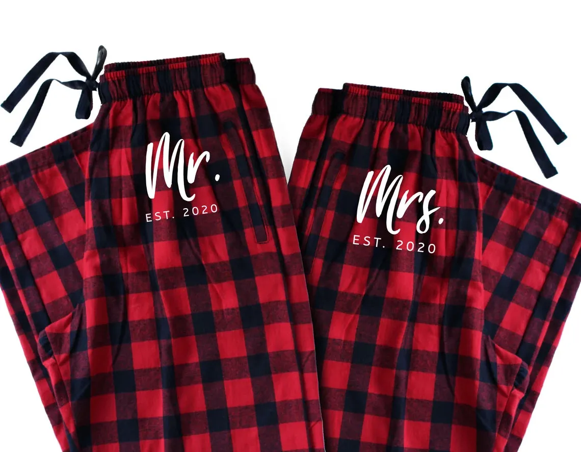 Mr. & Mrs. Couple Matching Pajama Pants | Hubby Wife Anniversary Gift | Wedding Custom Gift | Hers His Pajama | Valentines day gift for Him