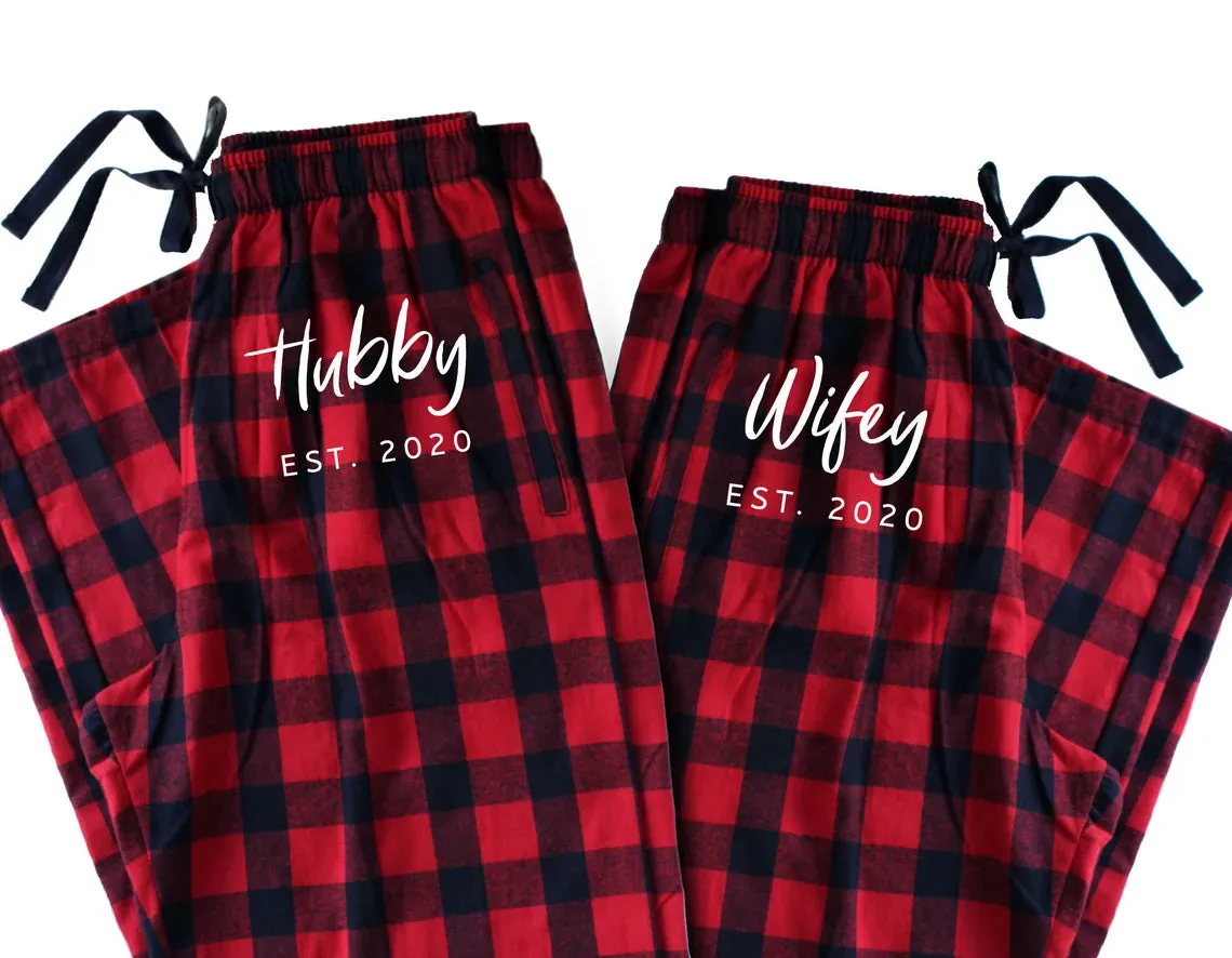 Mr. & Mrs. Couple Matching Pajama Pants | Hubby Wife Anniversary Gift | Wedding Custom Gift | Hers His Pajama | Valentines day gift for Him