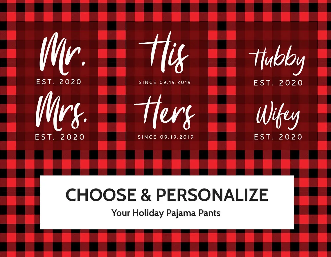 Mr. & Mrs. Couple Matching Pajama Pants | Hubby Wife Anniversary Gift | Wedding Custom Gift | Hers His Pajama | Valentines day gift for Him