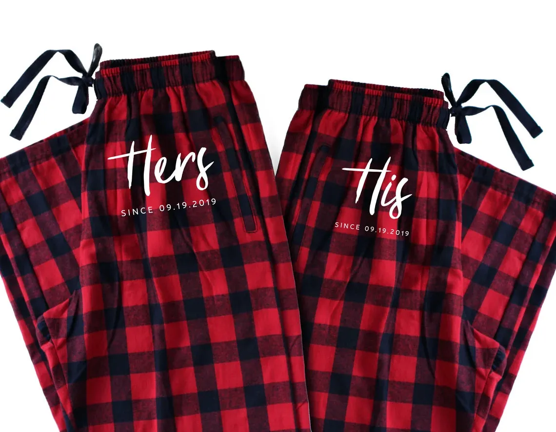 Mr. & Mrs. Couple Matching Pajama Pants | Hubby Wife Anniversary Gift | Wedding Custom Gift | Hers His Pajama | Valentines day gift for Him
