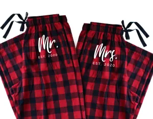 Mr. & Mrs. Couple Matching Pajama Pants | Hubby Wife Anniversary Gift | Wedding Custom Gift | Hers His Pajama | Valentines day gift for Him