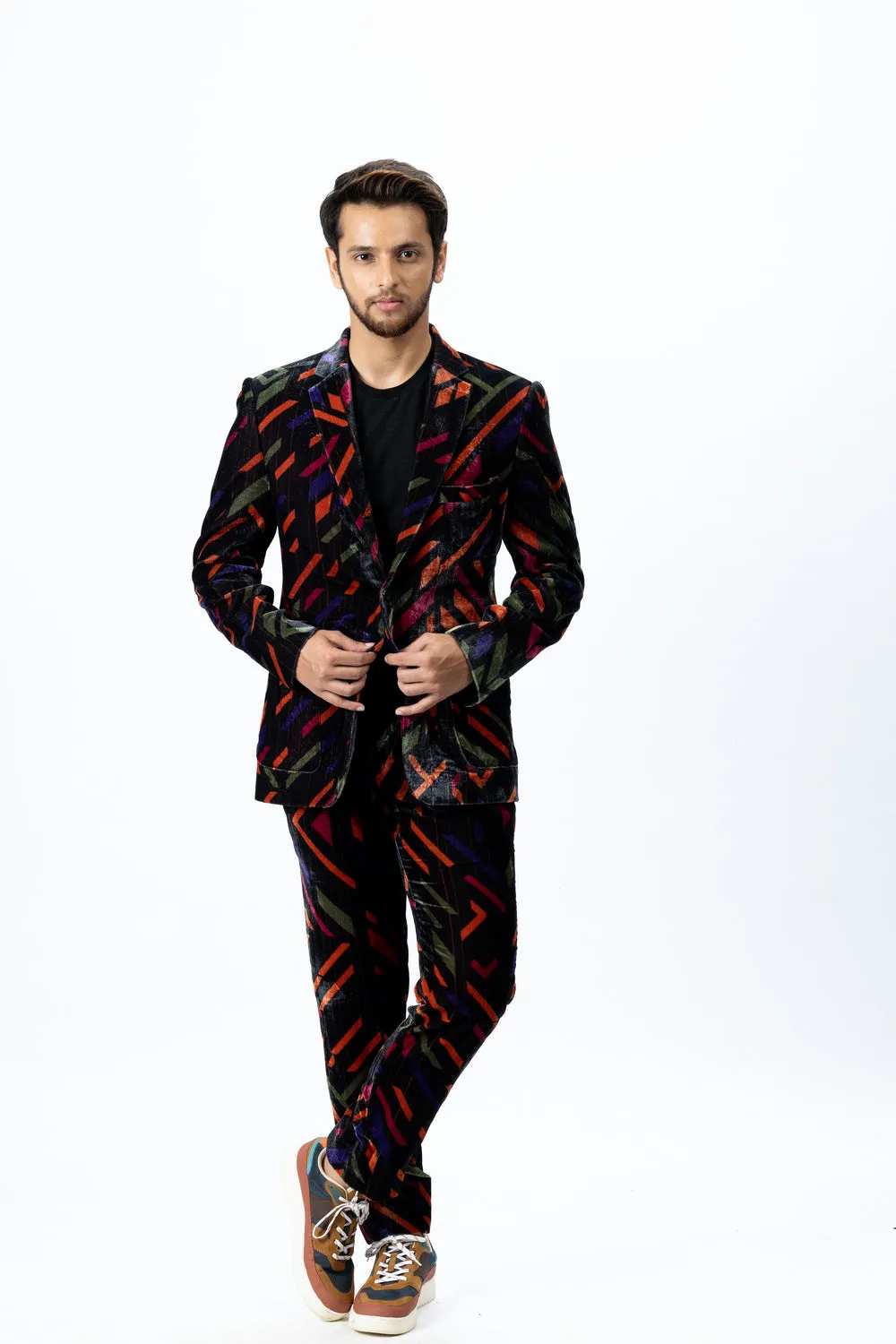 Multi Colour Velvet Blazer and Pants