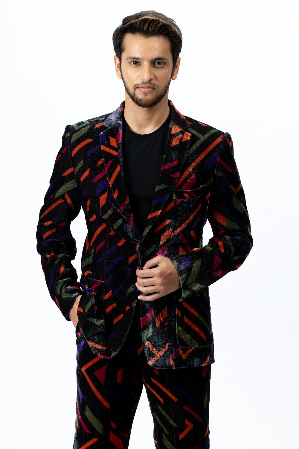 Multi Colour Velvet Blazer and Pants