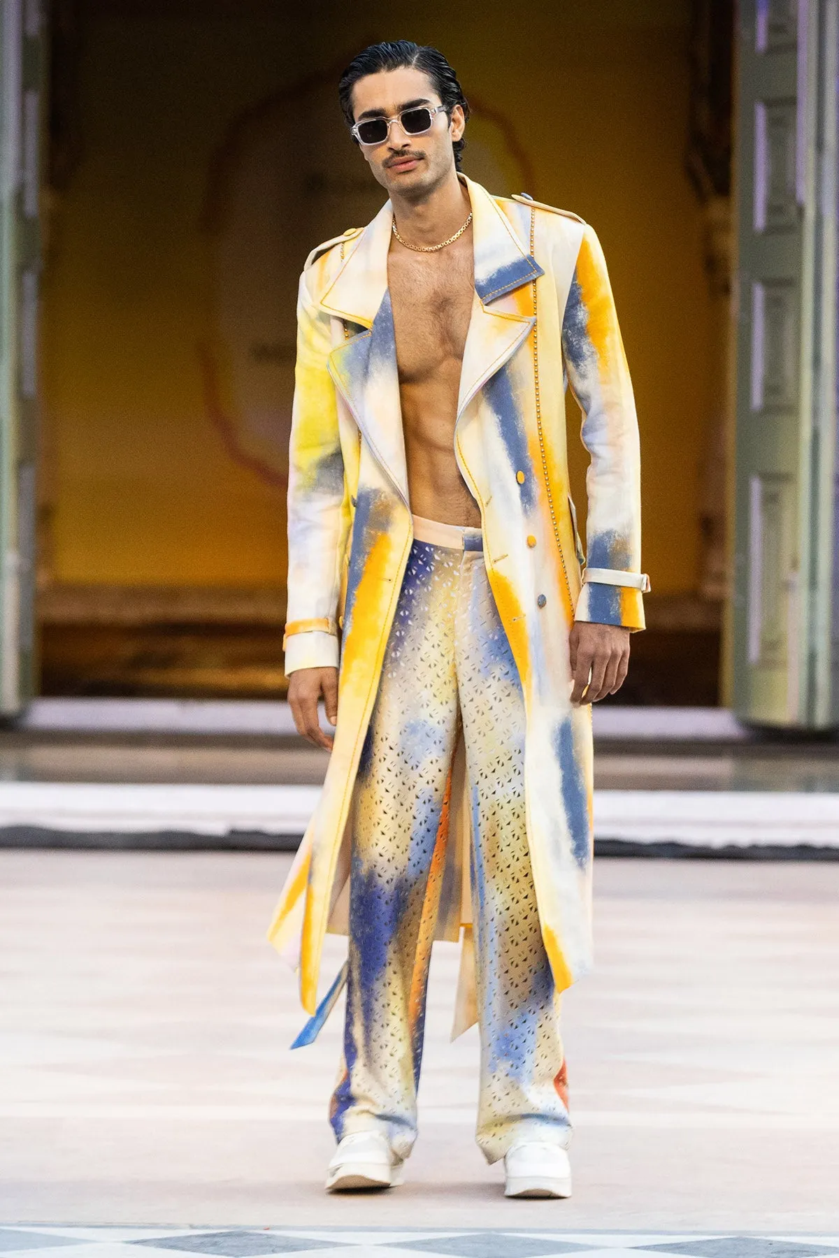 Multicolor Laser Cut Trousers