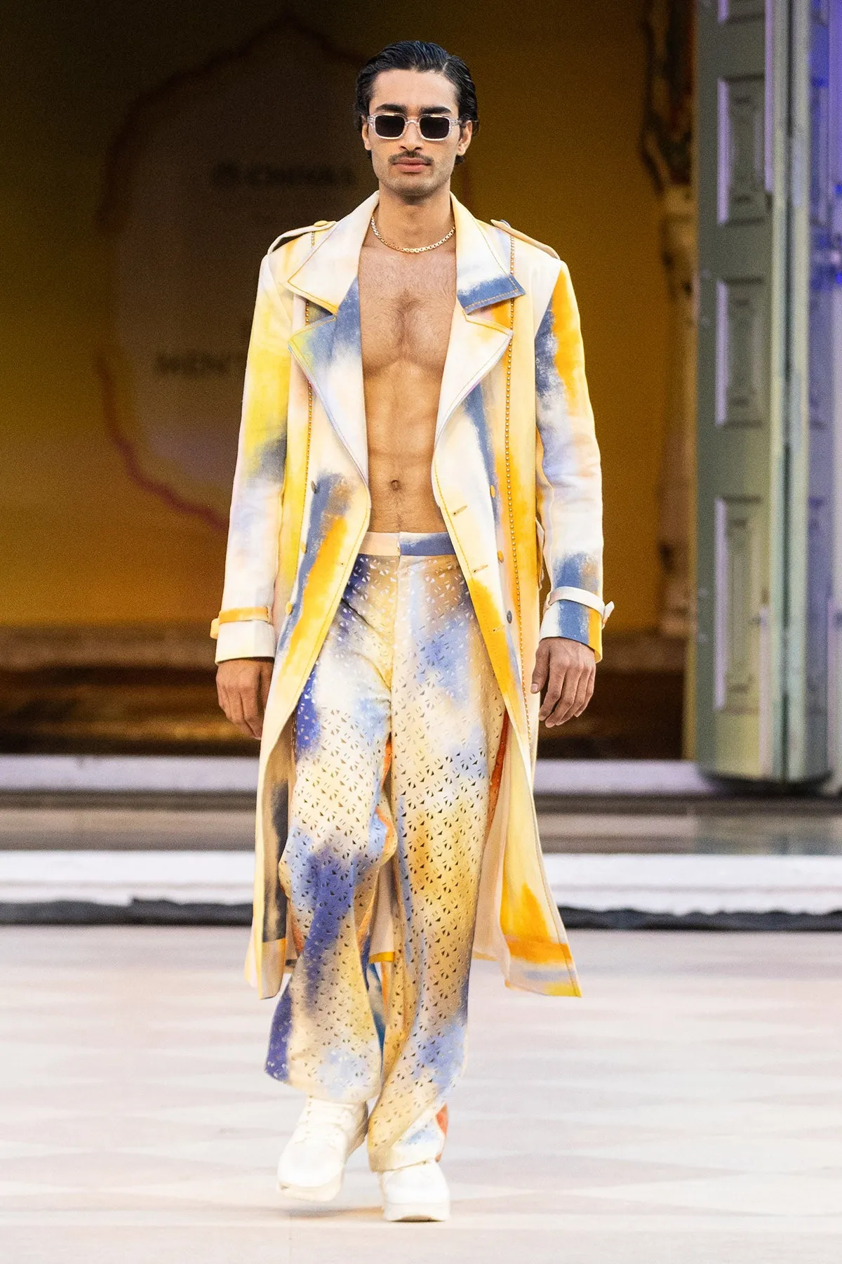 Multicolor Laser Cut Trousers