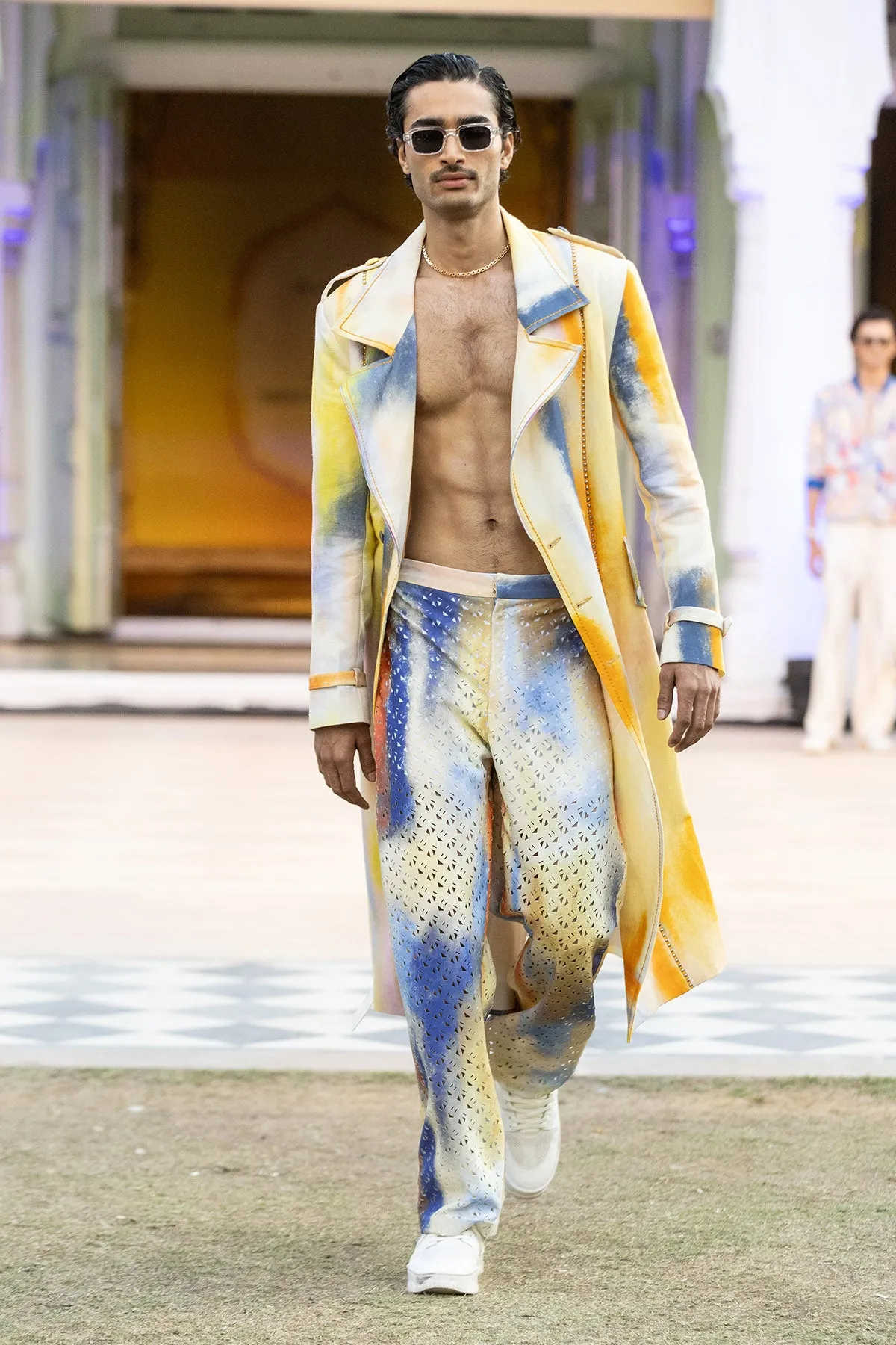Multicolor Laser Cut Trousers