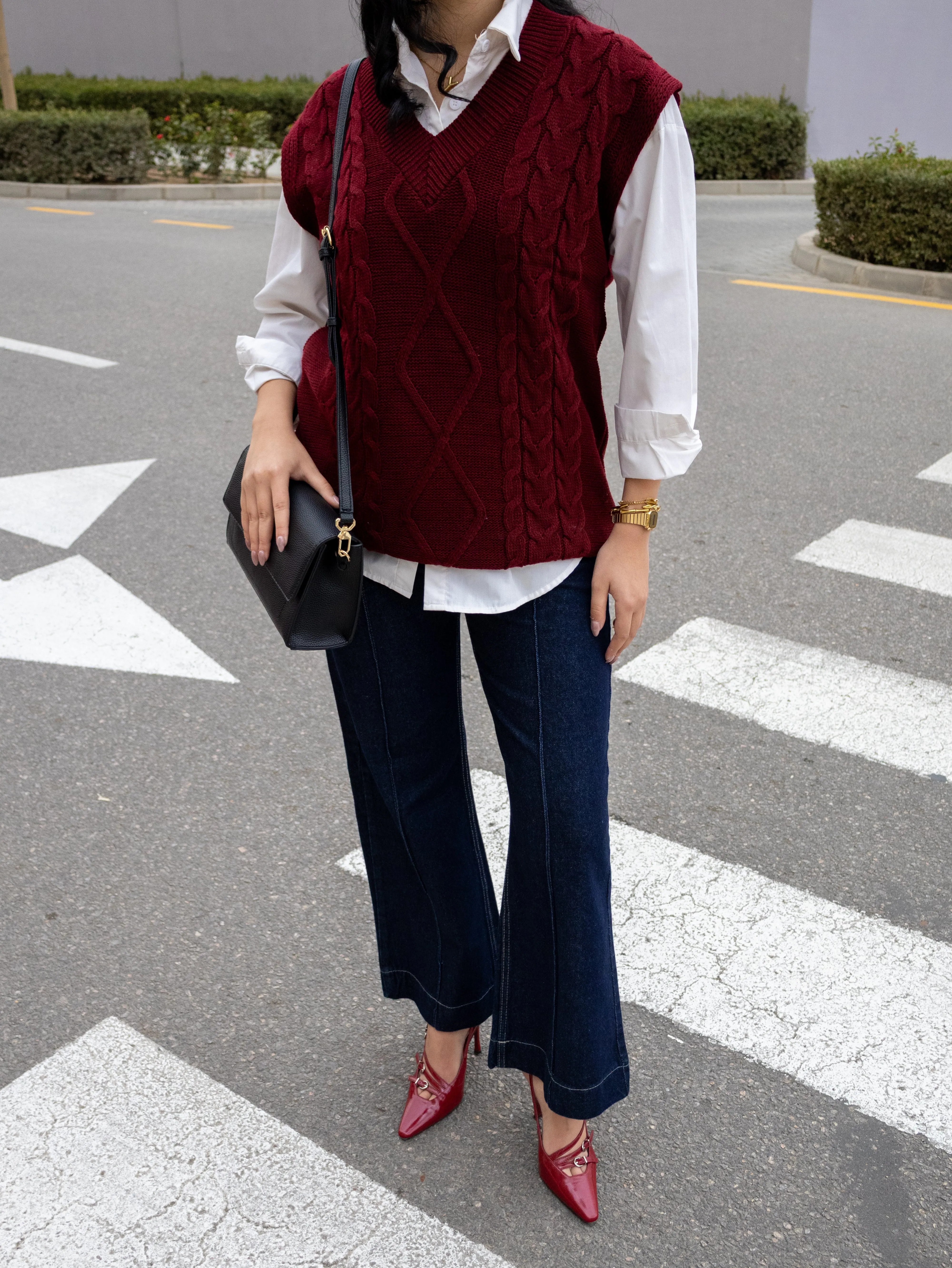 Navy cropped Wide leg Jeans