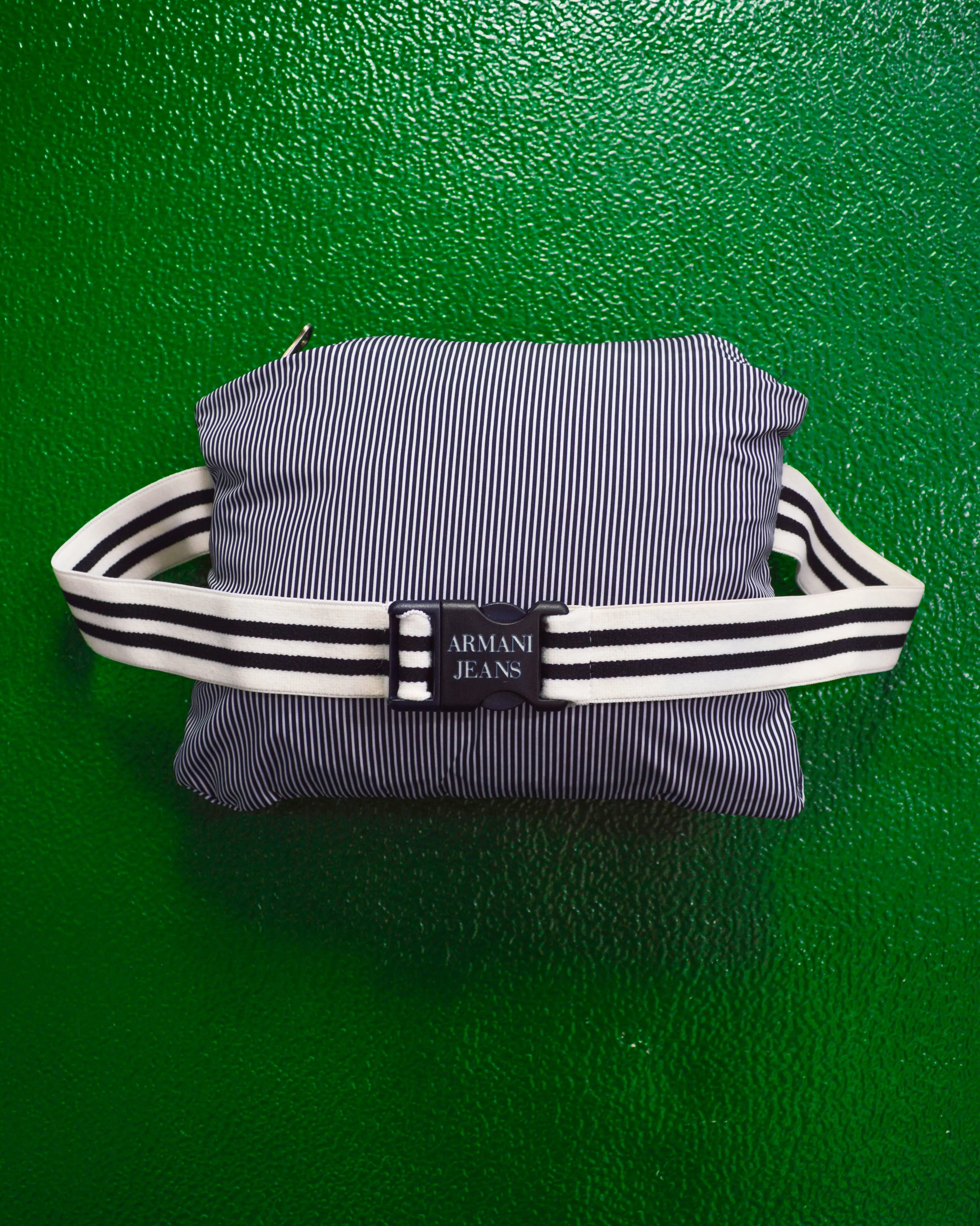 Navy Pinstriped Packable Cropped Jacket (~S~)