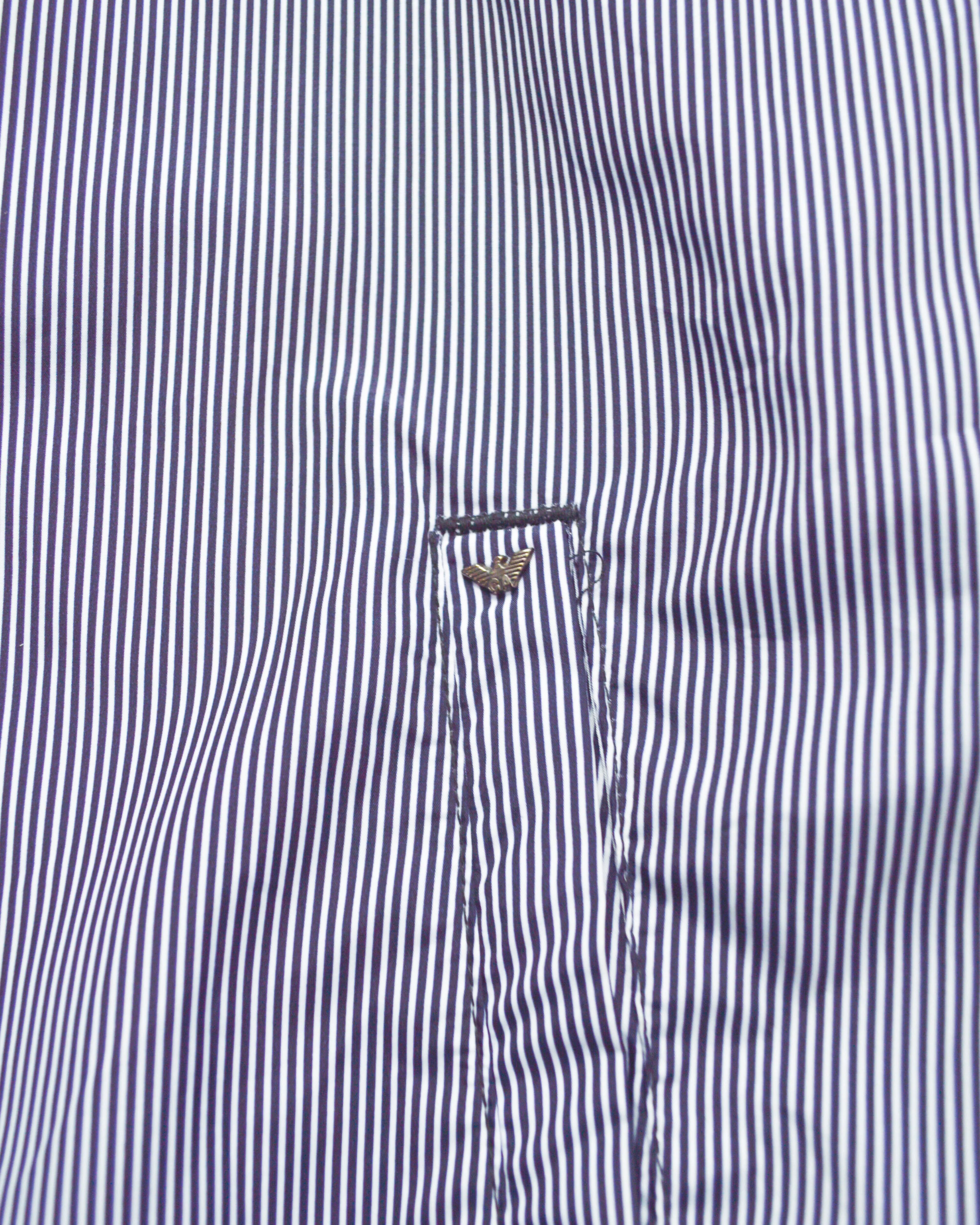 Navy Pinstriped Packable Cropped Jacket (~S~)
