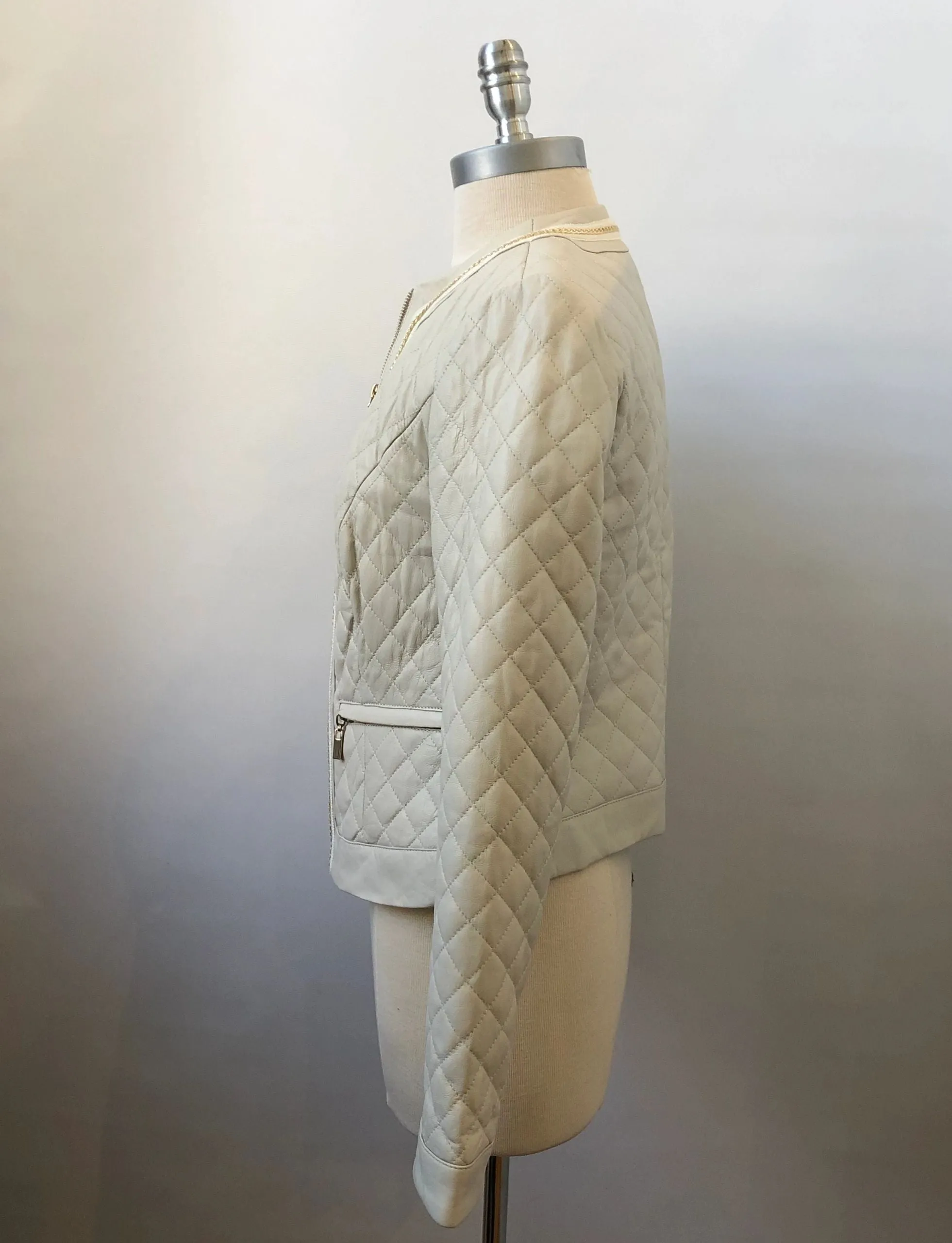 Neiman Marcus Quilted Leather Jacket Size Small