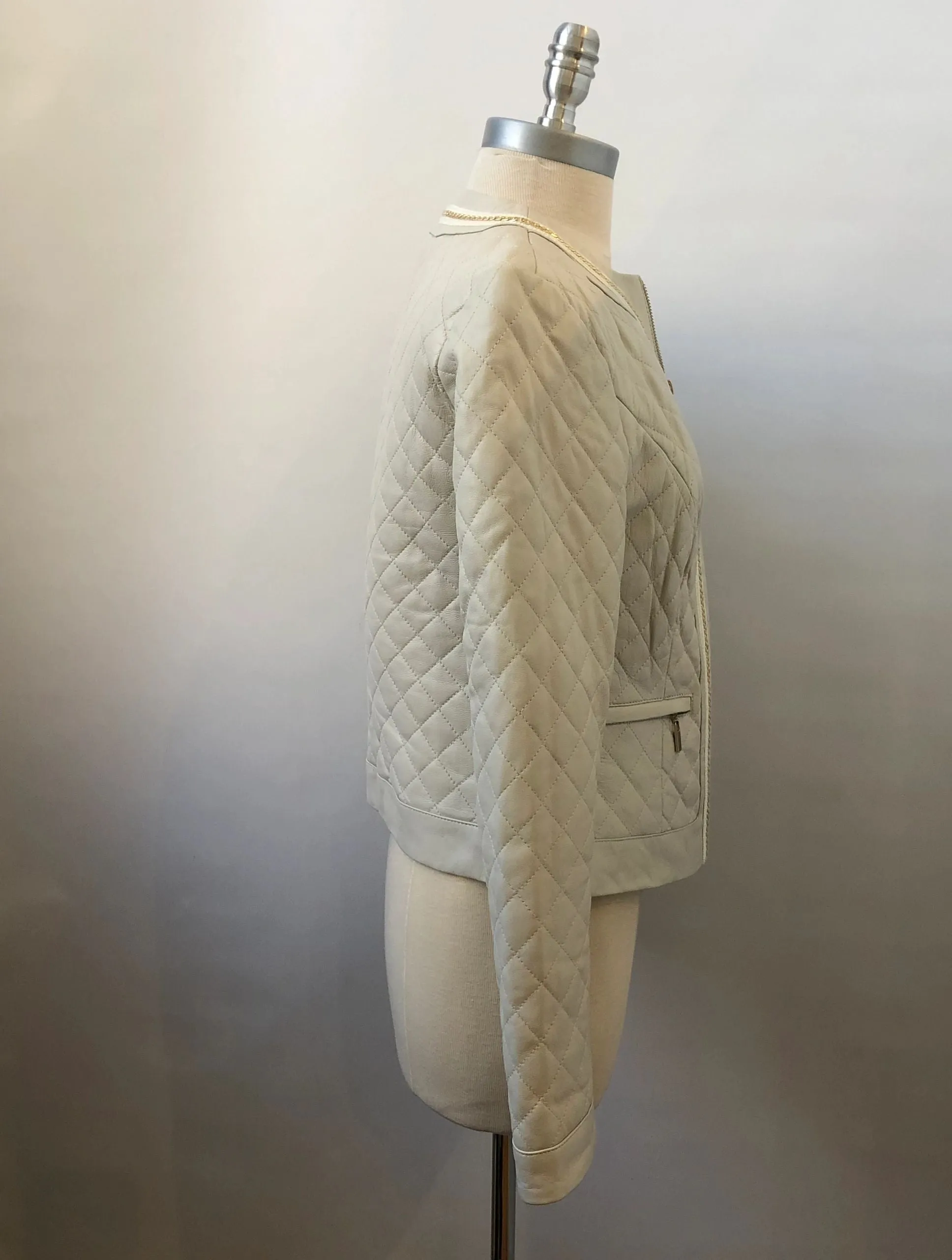 Neiman Marcus Quilted Leather Jacket Size Small